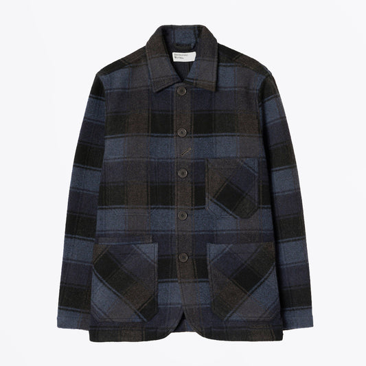 Berlin Wool Check OG Bakers Jacket - Navy/Brown