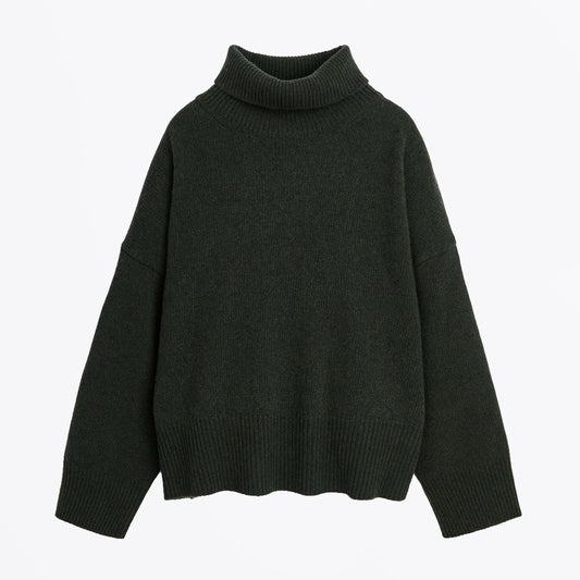 Silene T-Neck Knit - Dark Green
