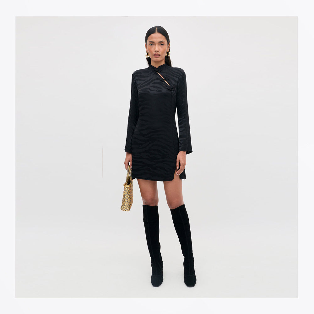 Rixo Brooklyn Cooper Jacquard Dress - Black