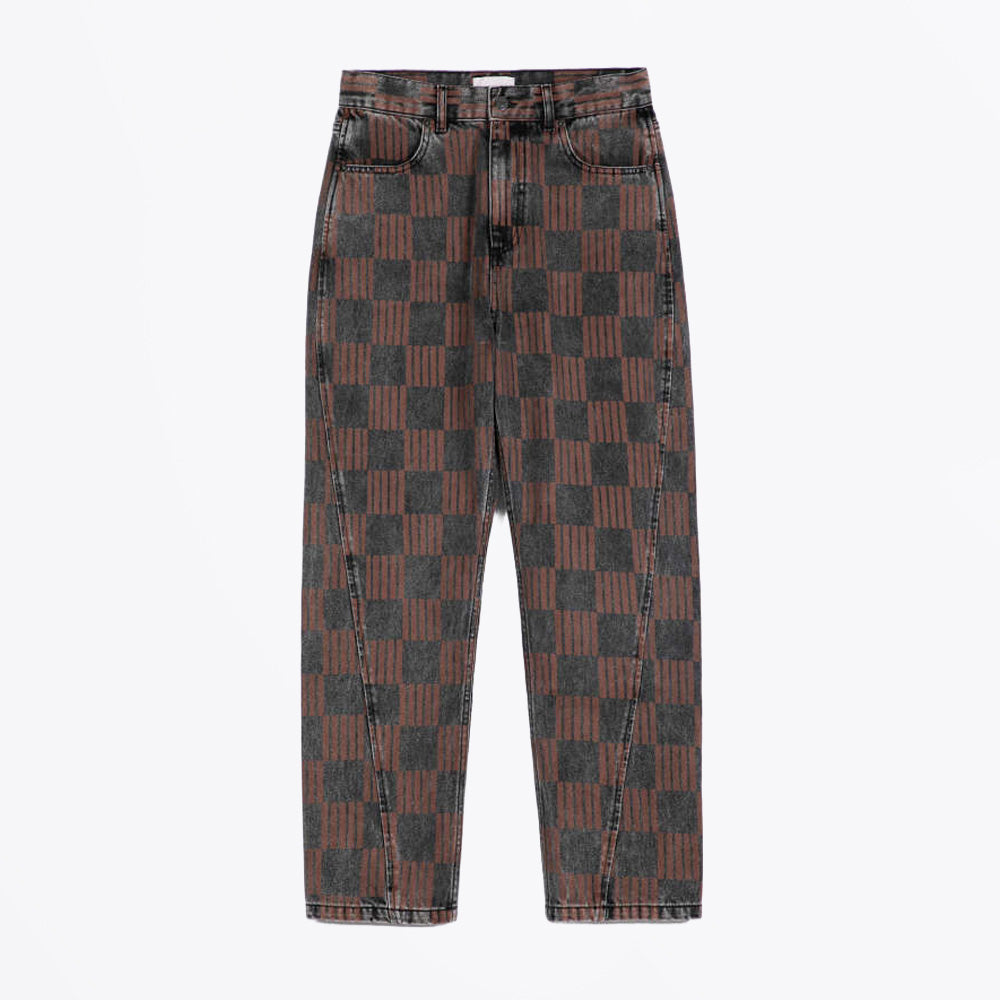 Bobo Almost Moire All Over Mom Fit Jeans - Dark Grey