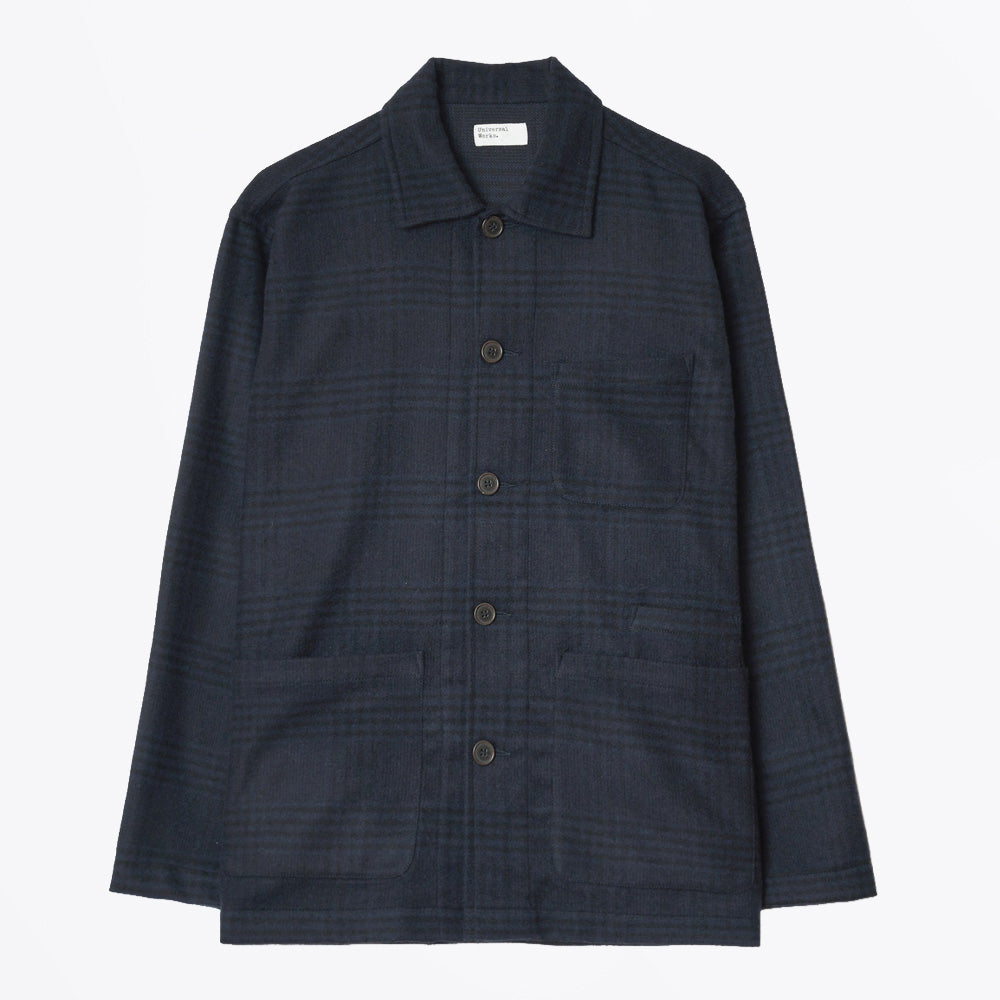 Universal Bob Wool Mix Bakers Overshirt - Navy
