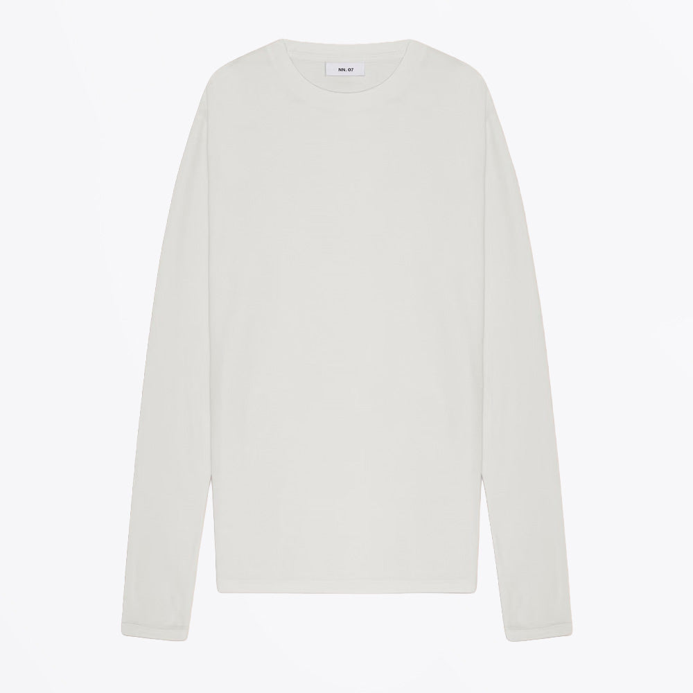 NN07 Clive Waffle Knit Long Sleeve Tee - Egg White