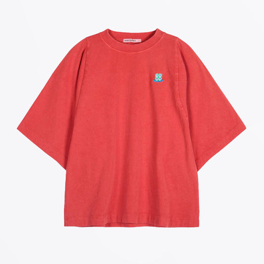 Monster Mug Embroidery Relaxed T-Shirt - Red