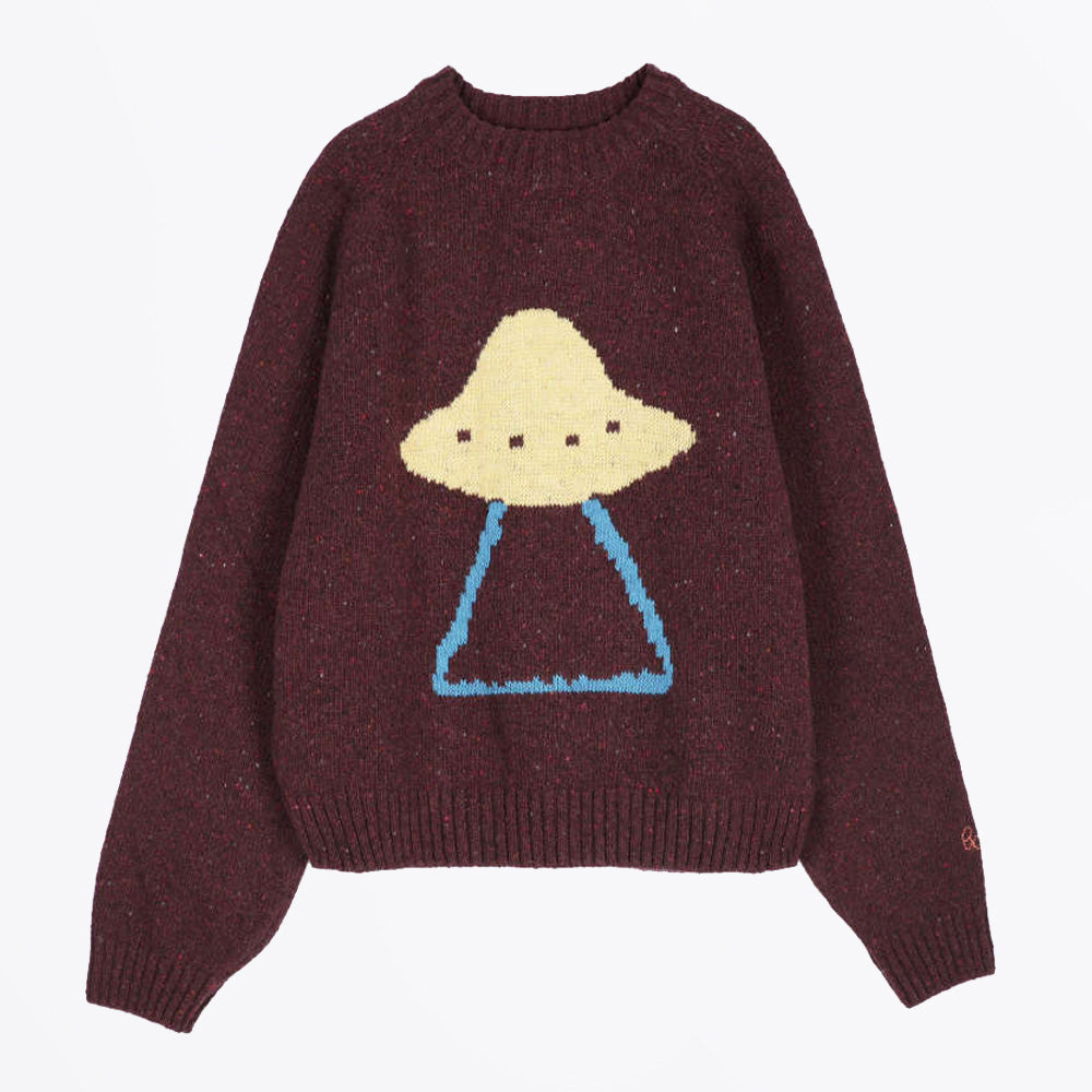 Bobo Pixel Abduction Jacquard Wool Blend Jumper - Burgundy