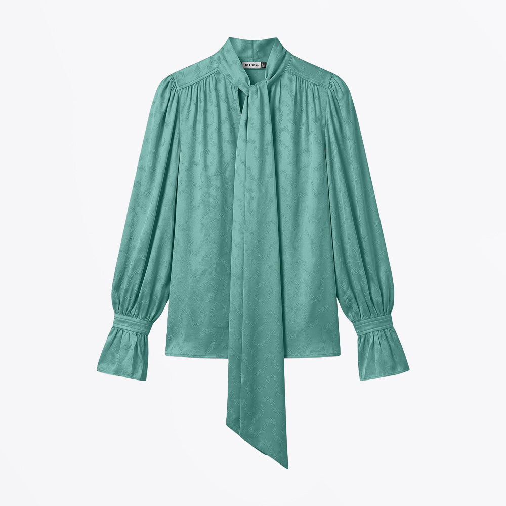 Rixo Evanora Floral Trail Jacquard Top - Sage Green