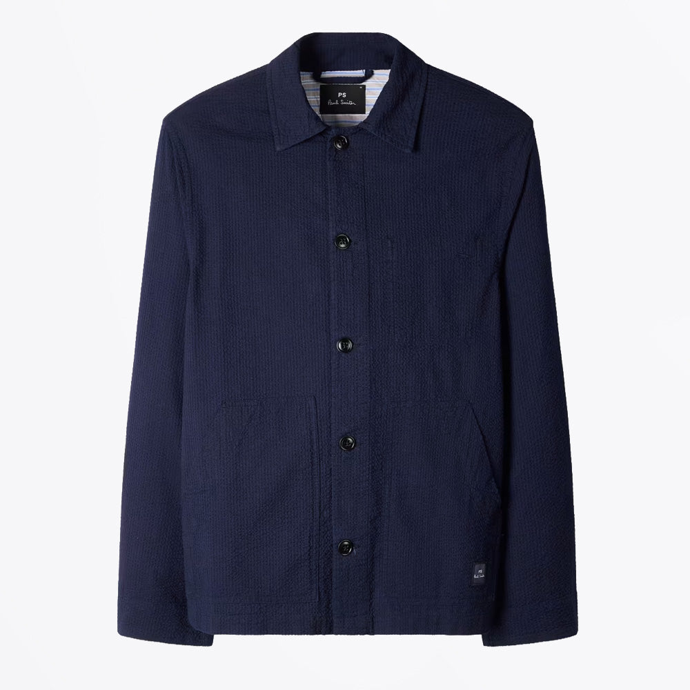 Paul Cotton Seersucker Work Jacket - Navy