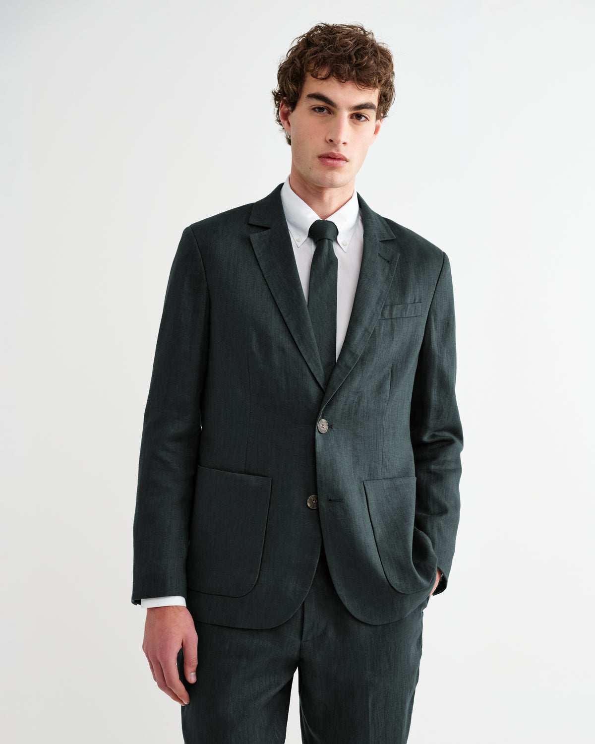 Fintry Blazer Linen - Dark Green