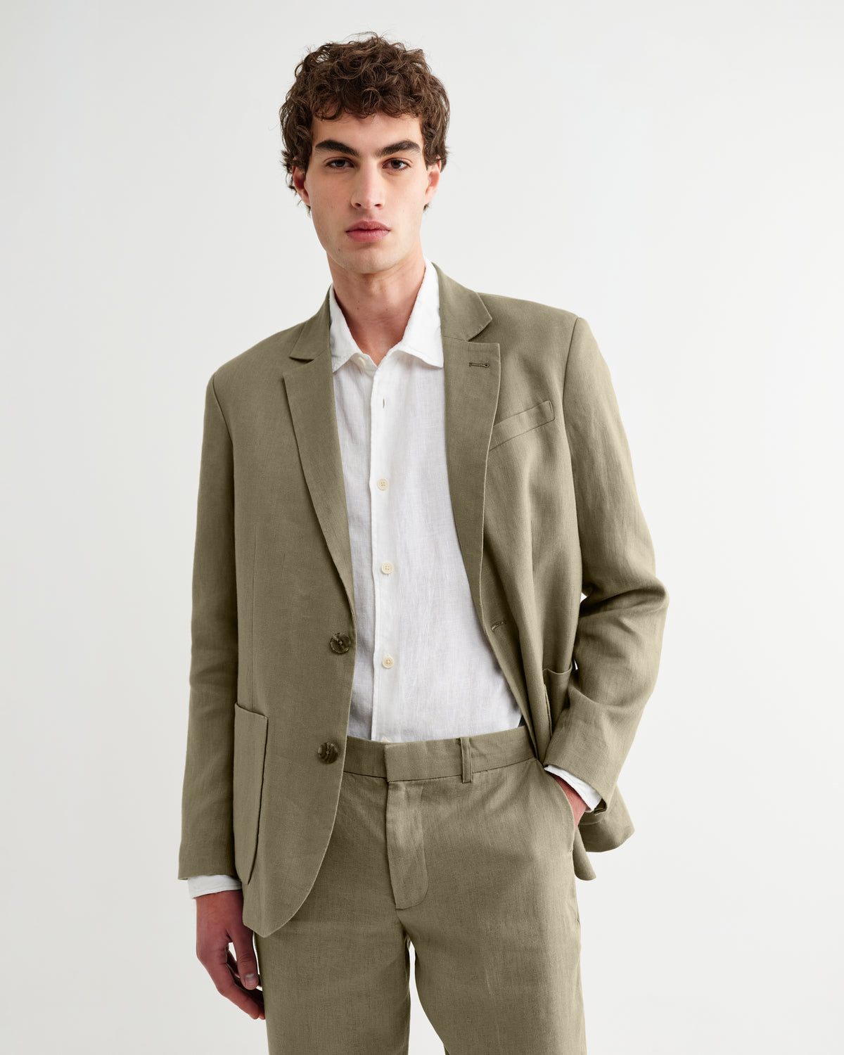 Fintry Linen Blazer - Khaki
