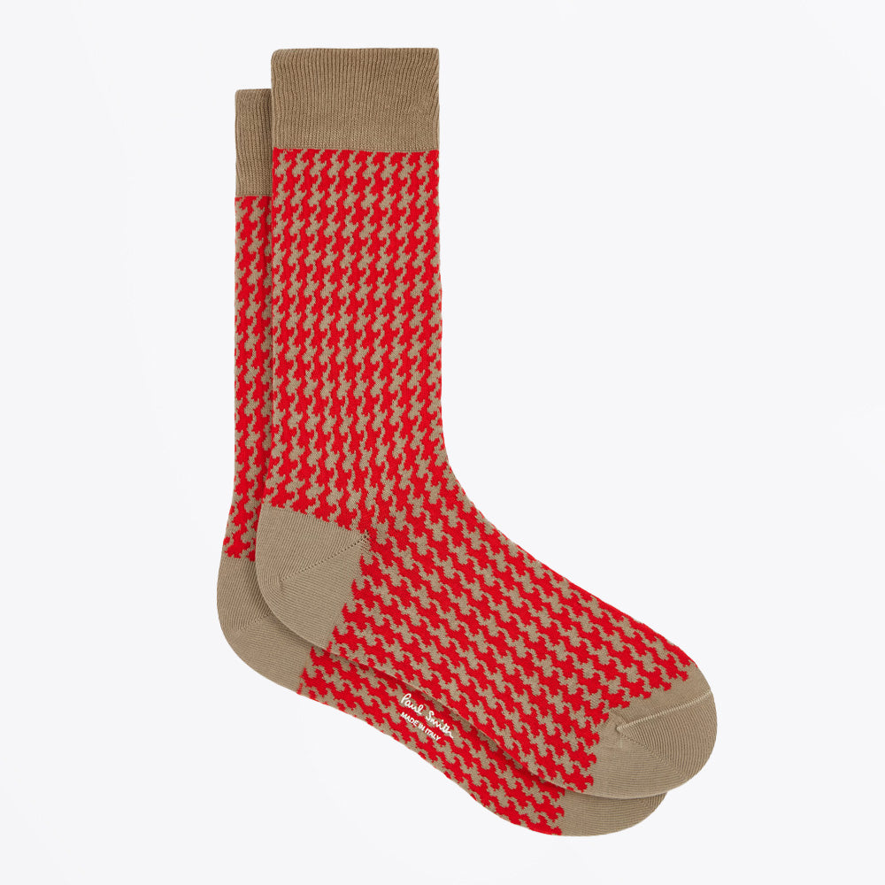 Paul Houndstooth Socks - Red