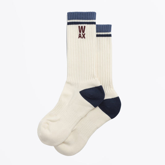 Thorpe Banded Stripe Socks - Ecru And Navy