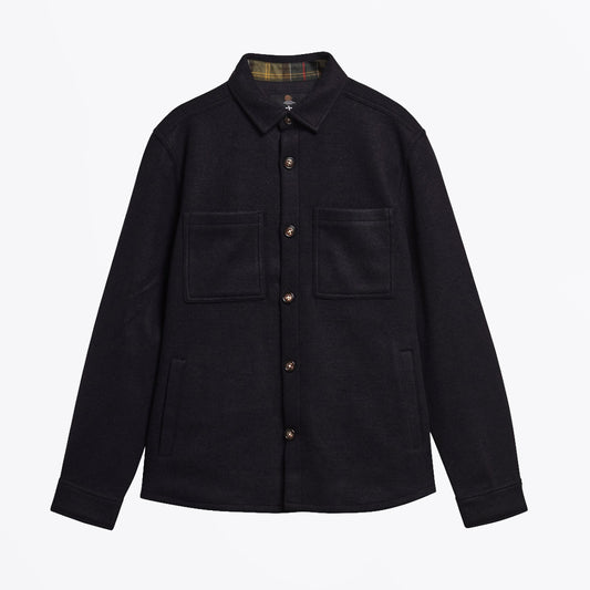 Marltown Tailored Wool Blend Overshirt - Navy Marl