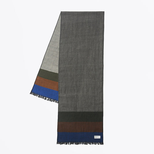 Reversible Wool Himalayan Scarf - Grey