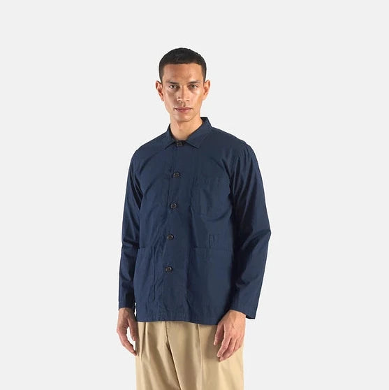 Universal Organic Fine Poplin Bakers Overshirt - Navy