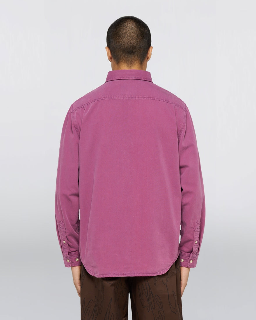 Edwin Arlo Shirt LS - Blue- Red Plum Overdyed
