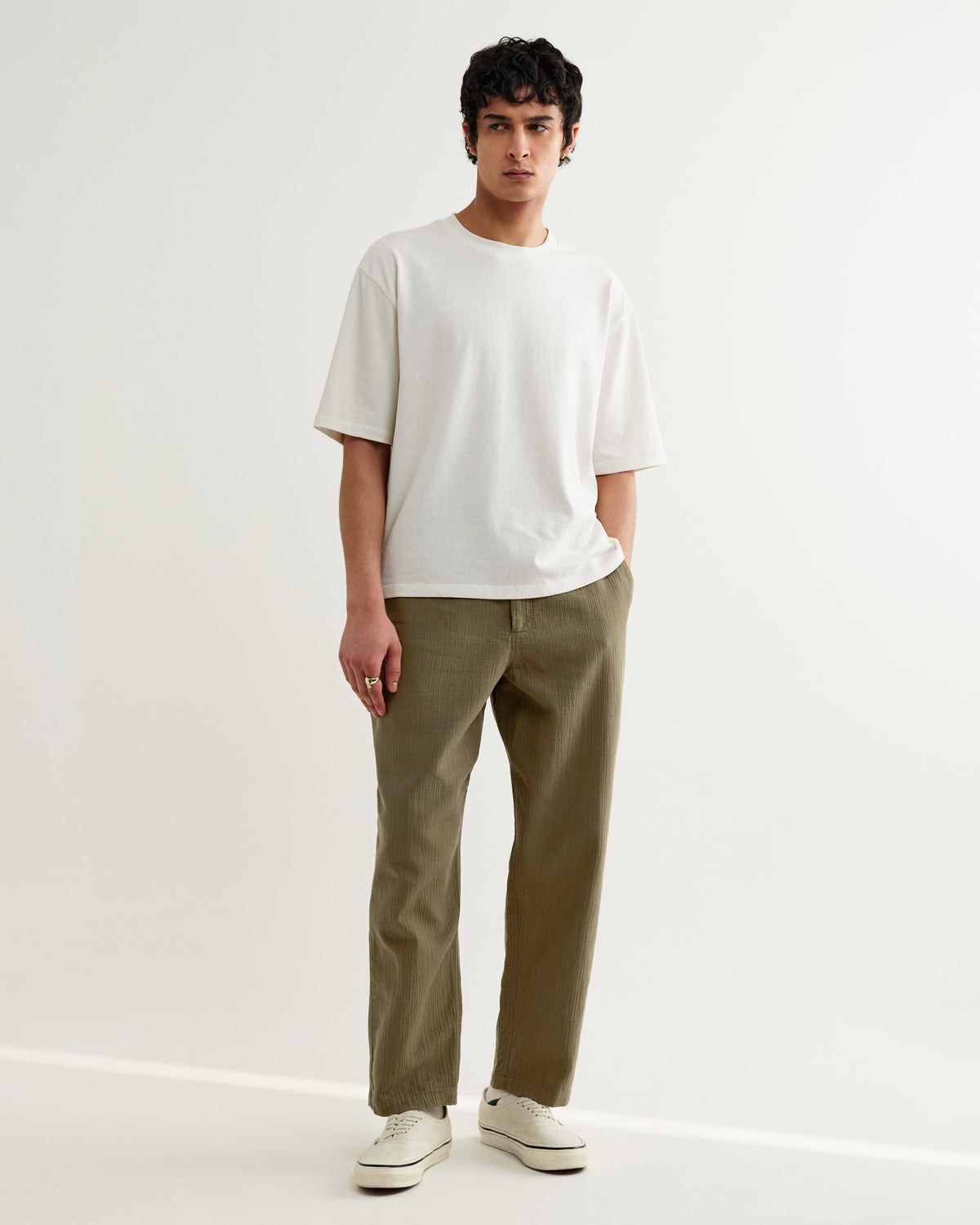 Kurt Trouser Cotton Linen Crinkle - Khaki
