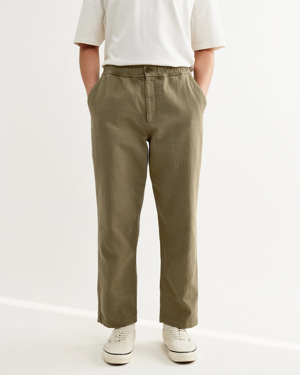 Wax Kurt Trouser Cotton Linen Crinkle - Khaki