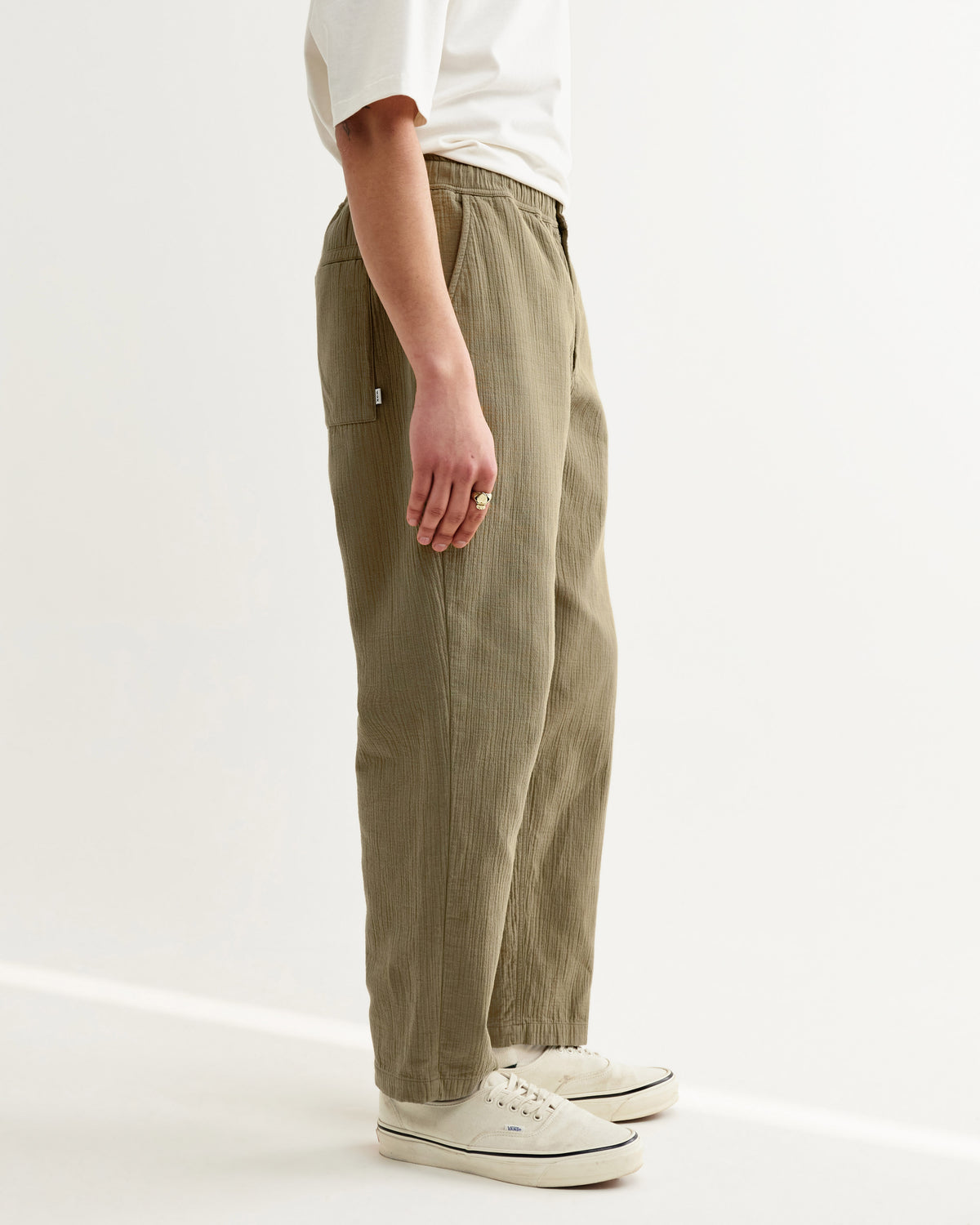 Wax Kurt Trouser Cotton Linen Crinkle - Khaki