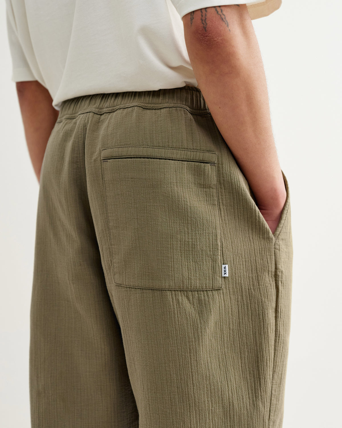 Wax Kurt Trouser Cotton Linen Crinkle - Khaki