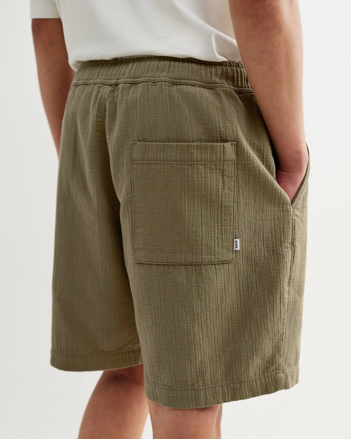 Wax Kurt Cotton Linen Crinkle Shorts - Khaki