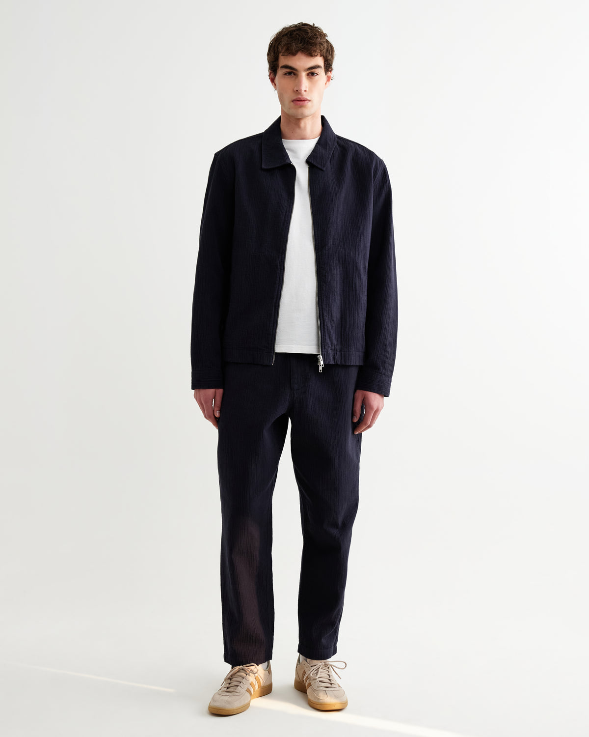Wax Kurt Trouser Cotton Linen Crinkle - Navy