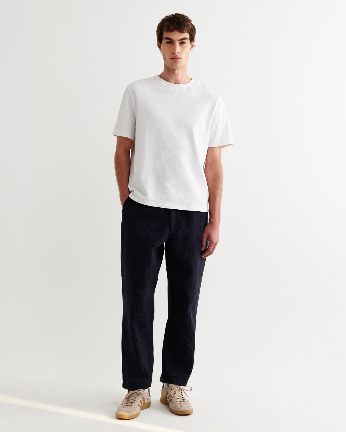 Kurt Trouser Cotton Linen Crinkle - Navy