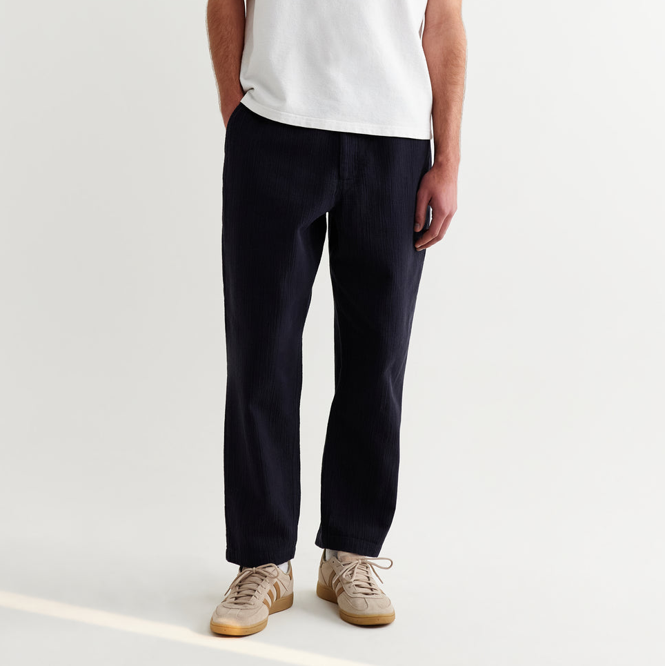 Kurt Trouser Cotton Linen Crinkle - Navy