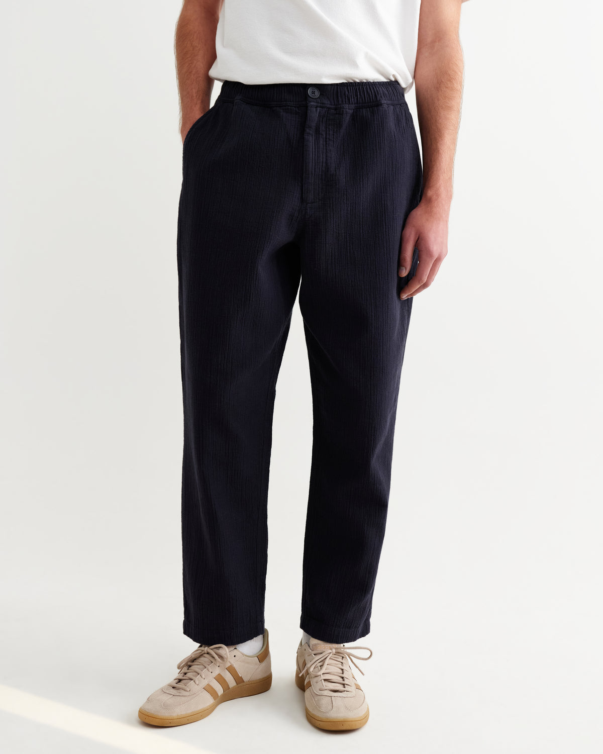 Kurt Trouser Cotton Linen Crinkle - Navy
