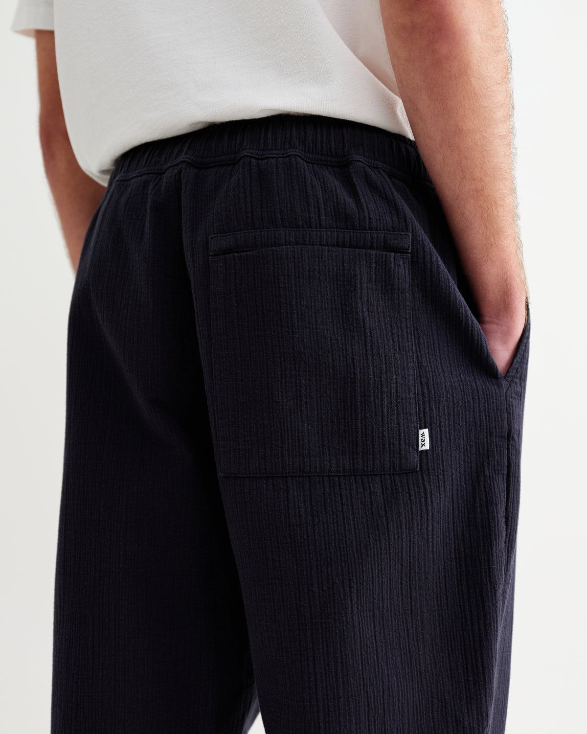Wax Kurt Trouser Cotton Linen Crinkle - Navy