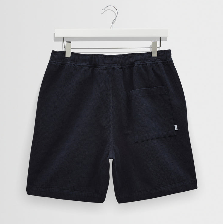 Wax Kurt Cotton Linen Crinkle Shorts - Navy