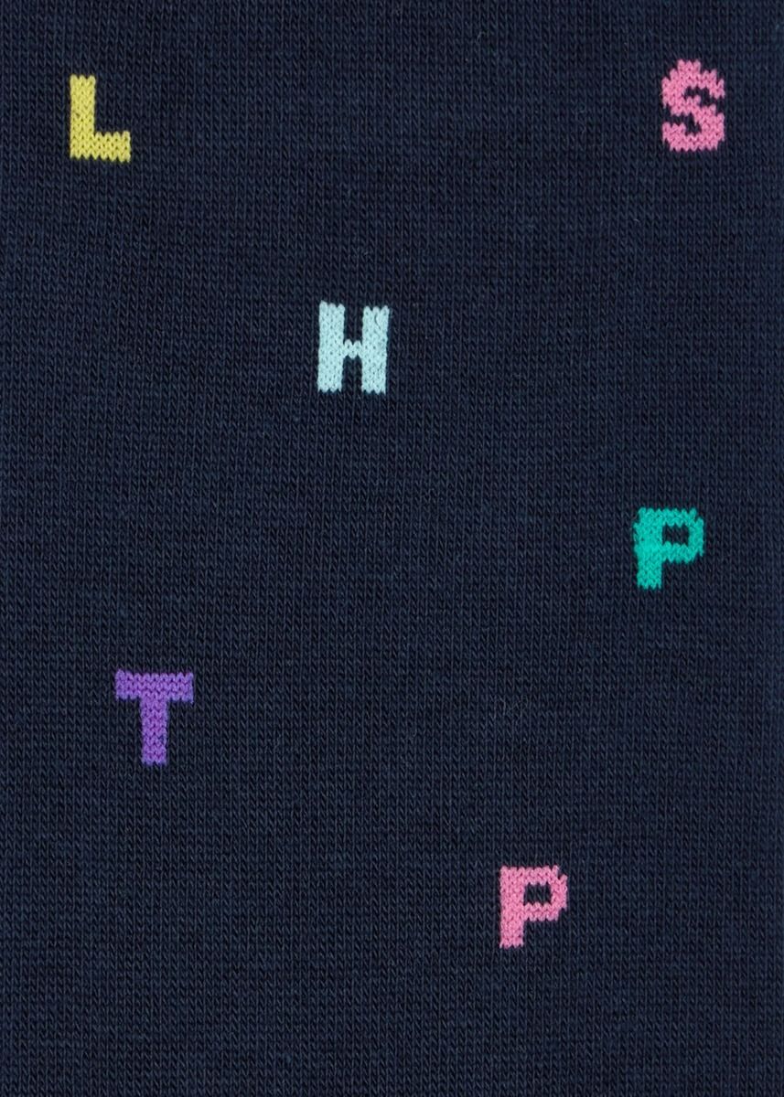 Paul Keanu Logo Letter 'Stamp' Socks - Navy