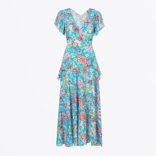 Evie Midi Dress - Cara Floral Turquoise