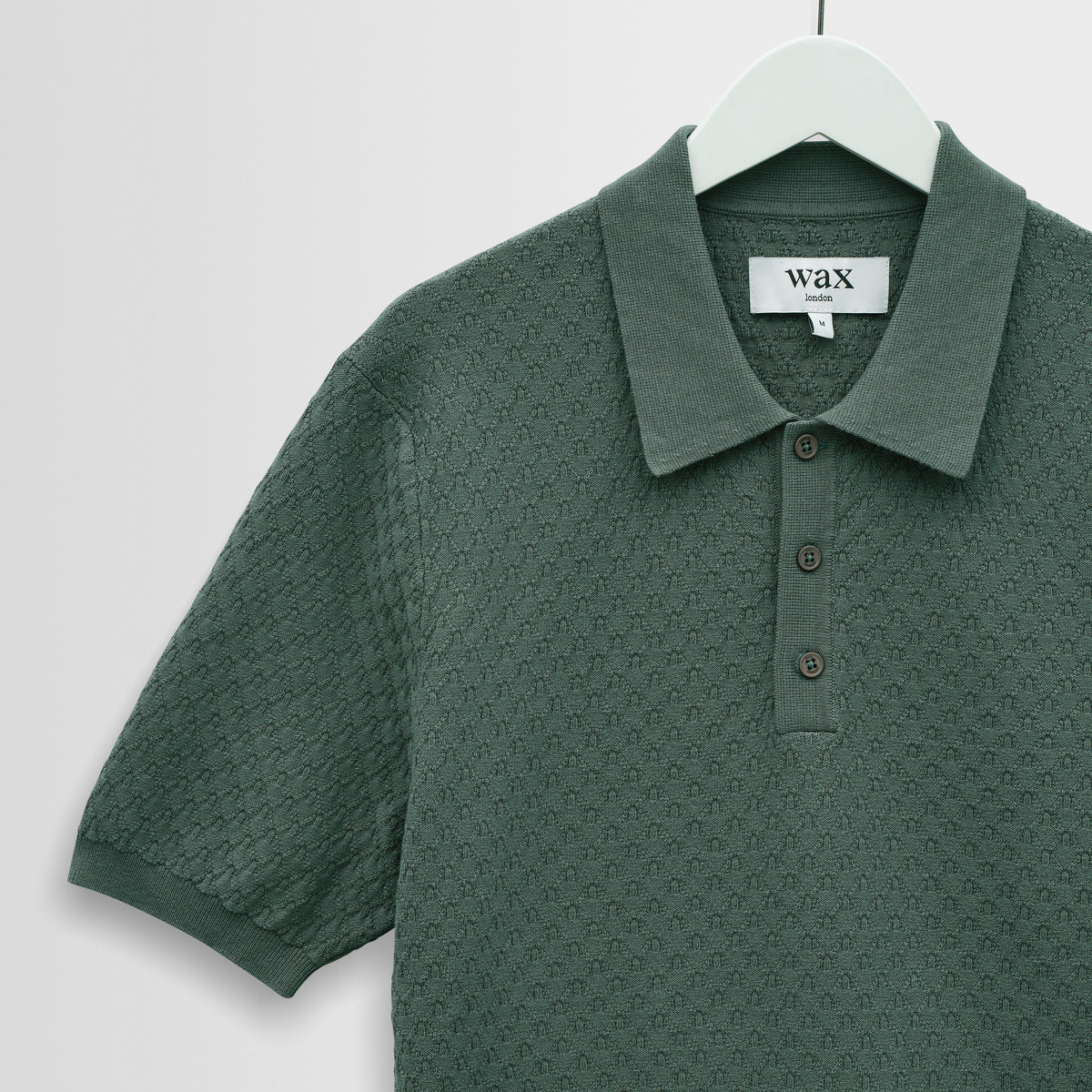 Naples Retro Diamond Knitted Polo - Sea Green