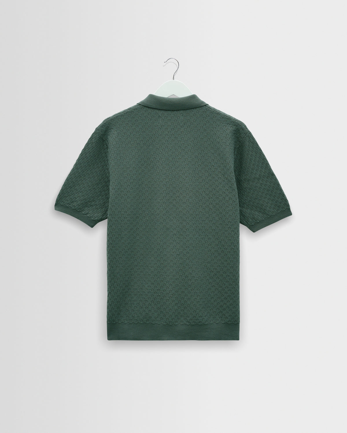 Naples Retro Diamond Knitted Polo - Sea Green