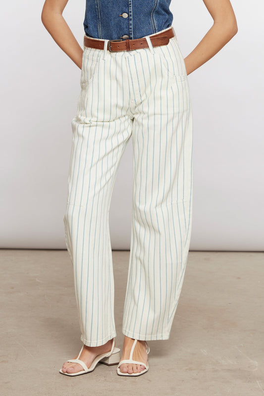 Nina High Waisted Jeans - Faded Stripe