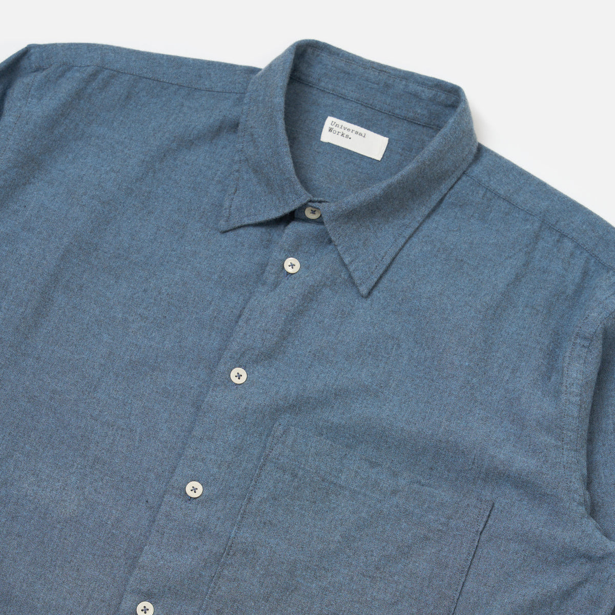 Square Pocket Shirt Brushed Marl Twill - Blue