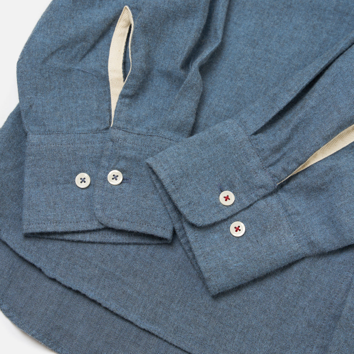 Square Pocket Shirt Brushed Marl Twill - Blue