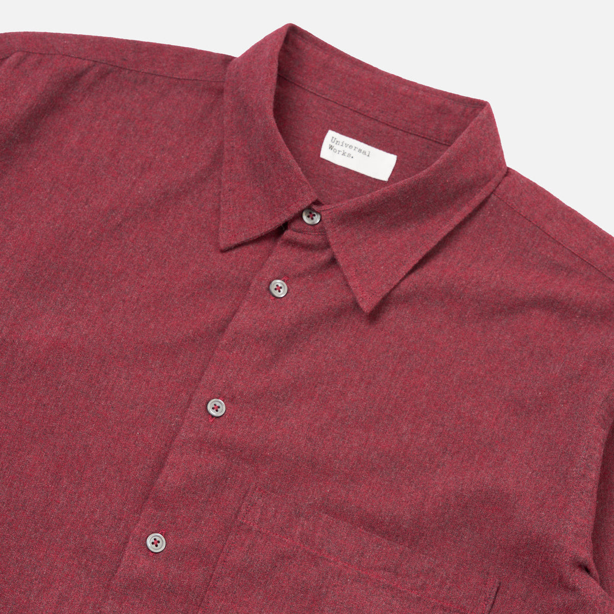 Square Pocket Shirt Brushed Marl Twill - Red