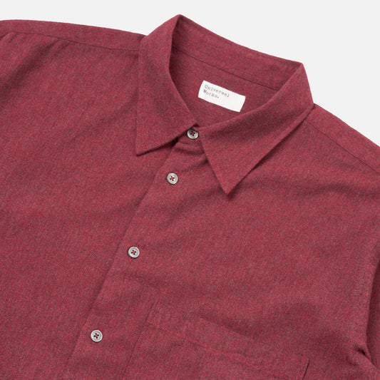 Square Pocket Shirt Brushed Marl Twill - Red