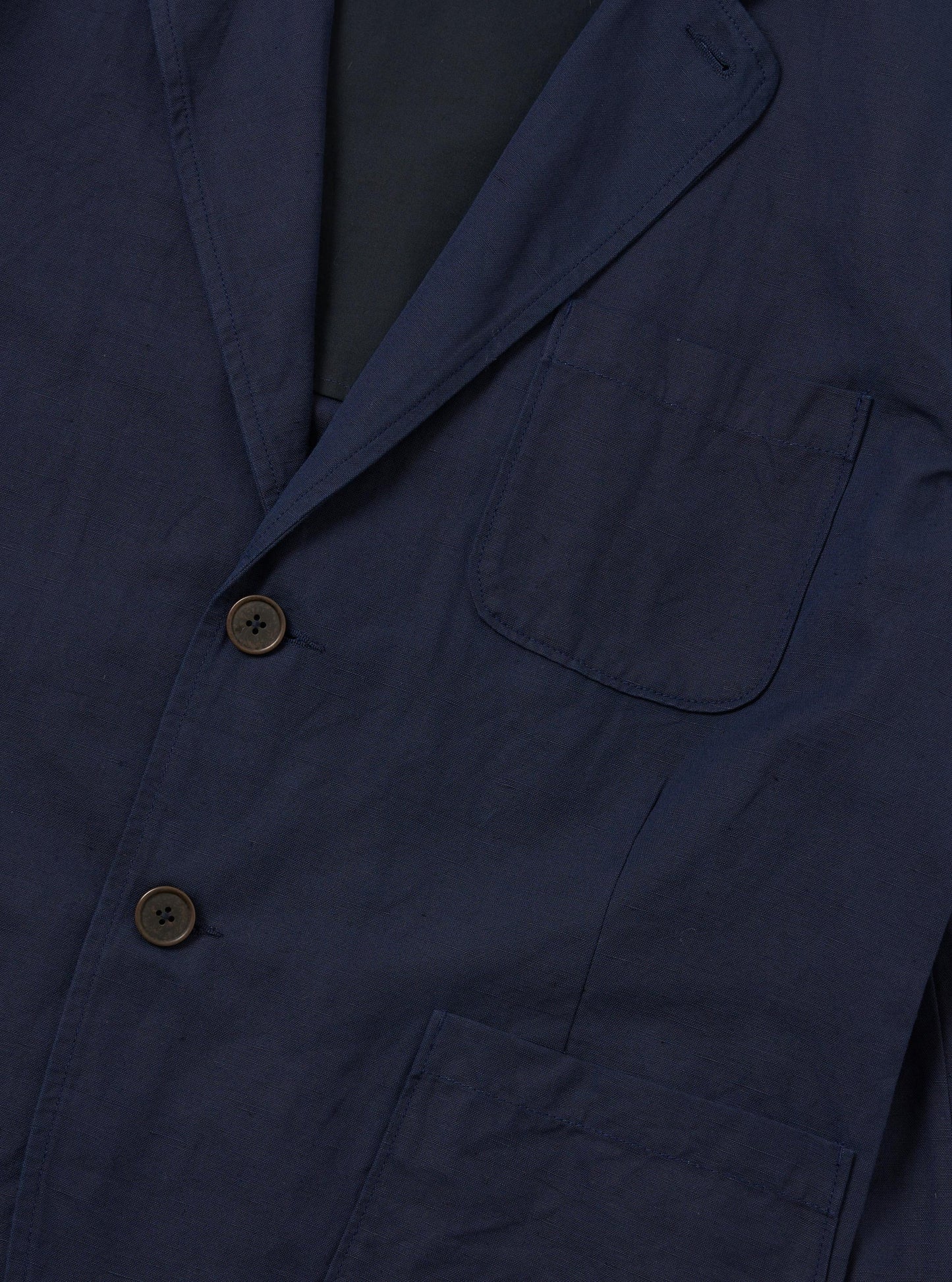 Linen Slub Weave Two Button Jacket - Navy