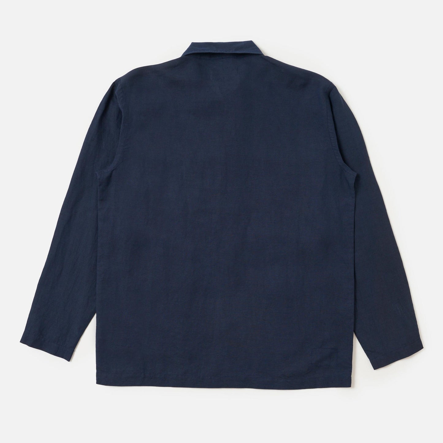 Linen Cotton Shirting Bakers Overshirt - Navy