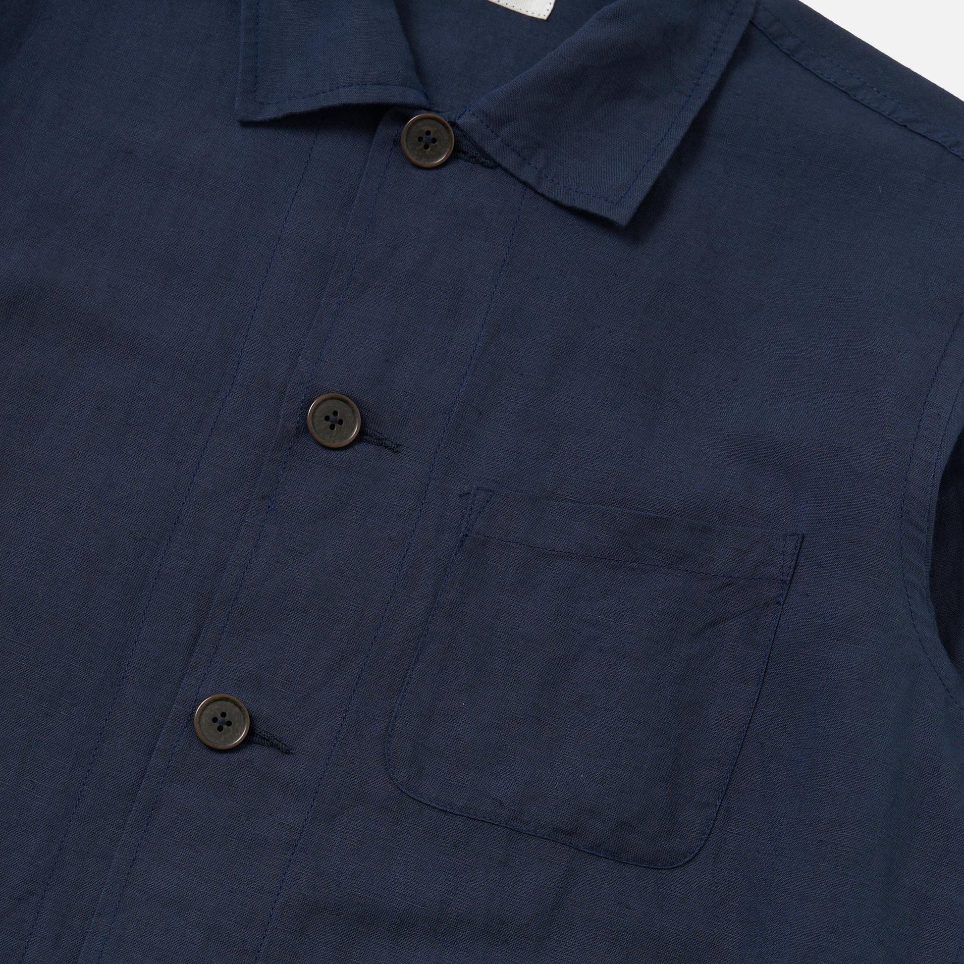 Universal Linen Cotton Shirting Bakers Overshirt - Navy