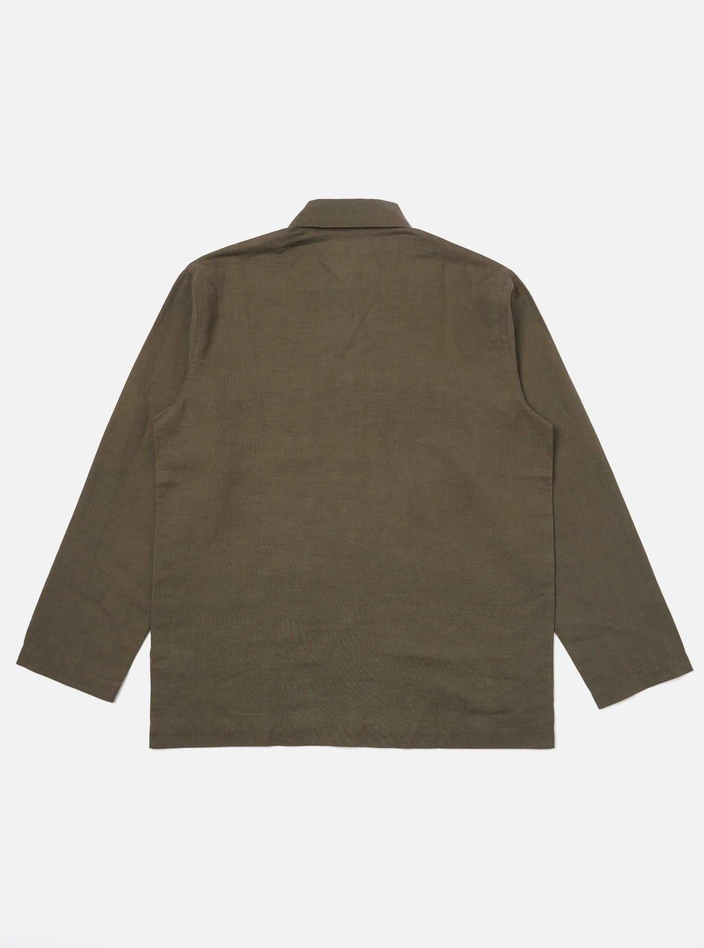 Linen Cotton Shirting Bakers Overshirt - Olive