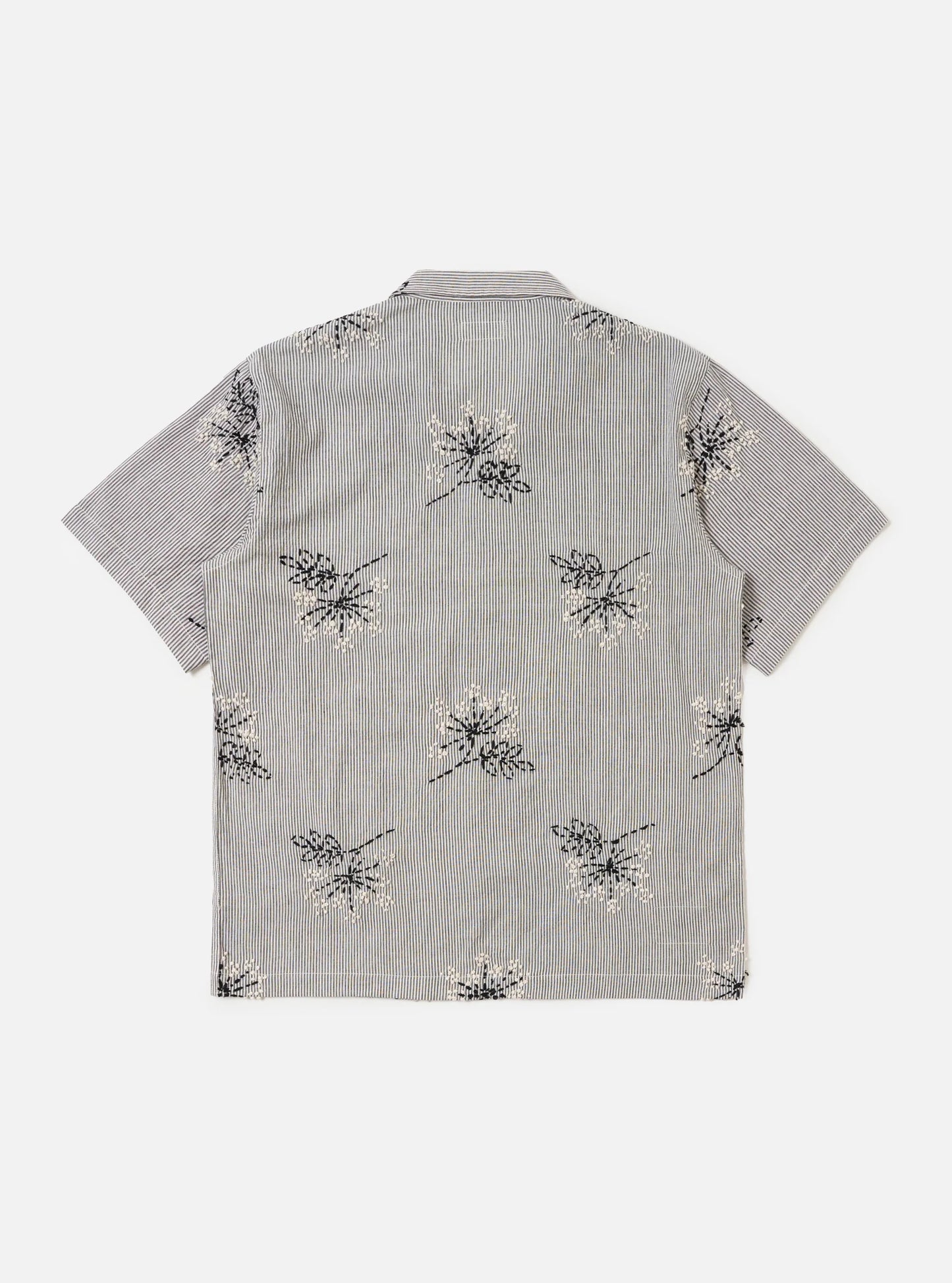 Hand Embroidered Stripe Cotton Road Shirt - Grey