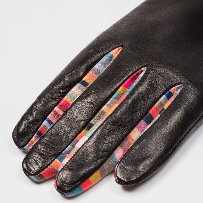 Paul Concertina Swirl Leather Glove - Black