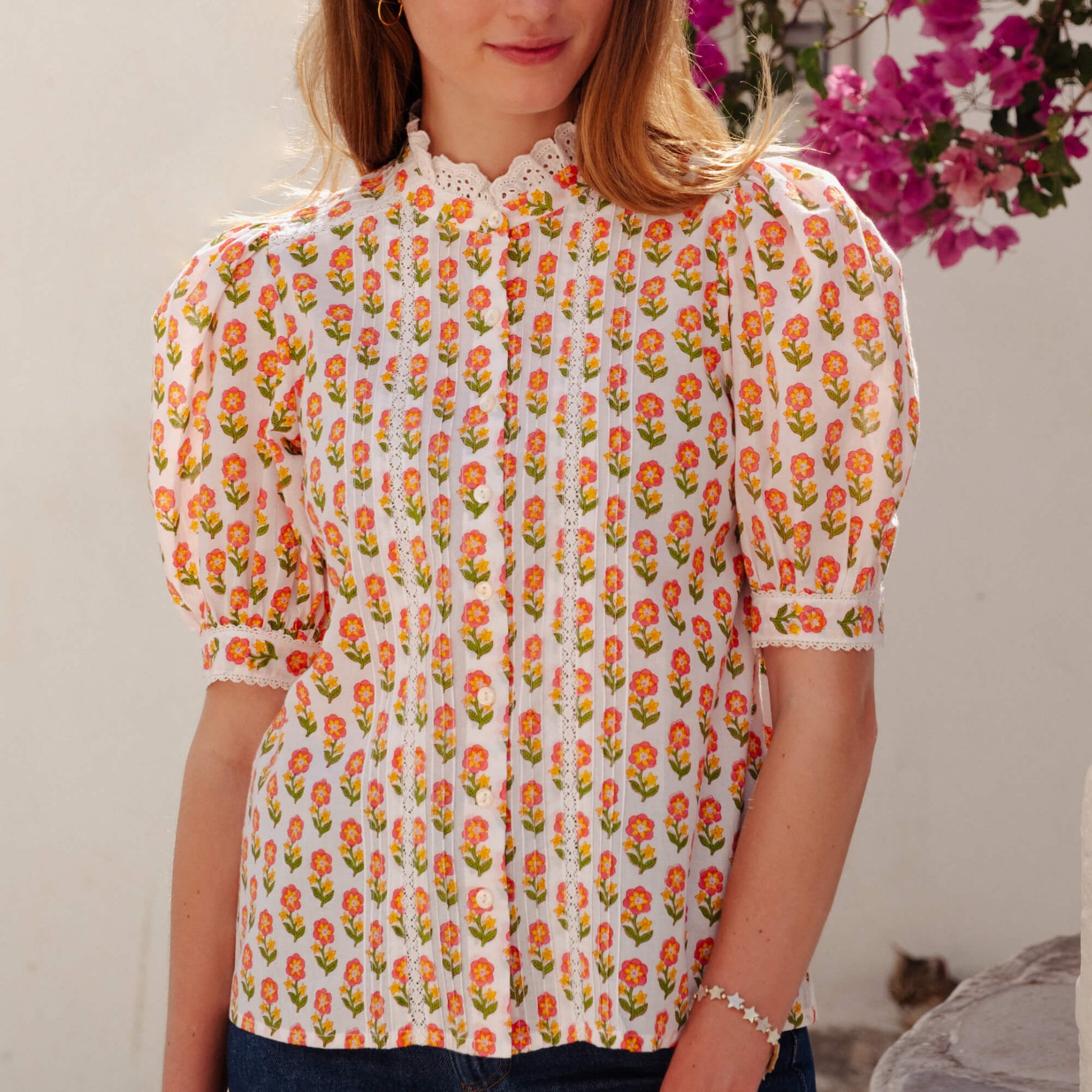 Pink Vera Blouse - Pink Floret
