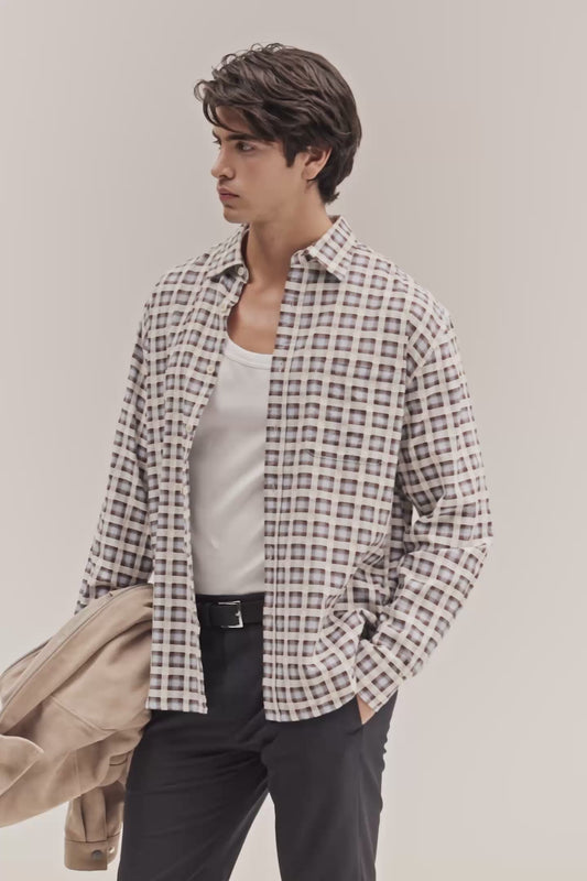 Deon - Leno Weave shirt -  Blue Check