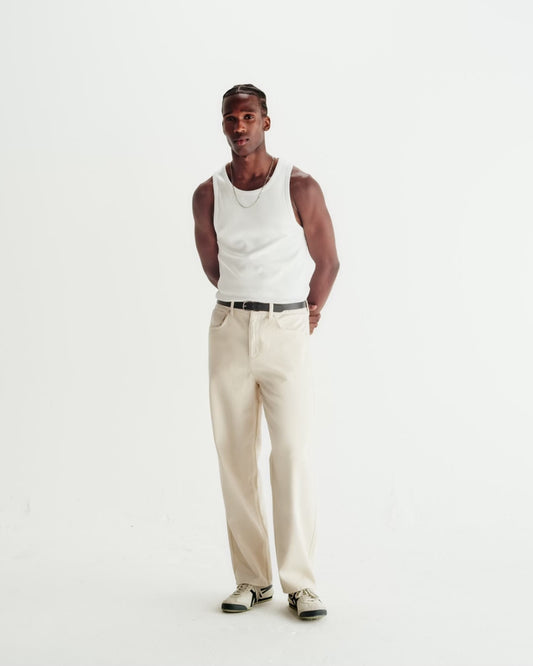 Montague Ribbed Organic Cotton Vest - White