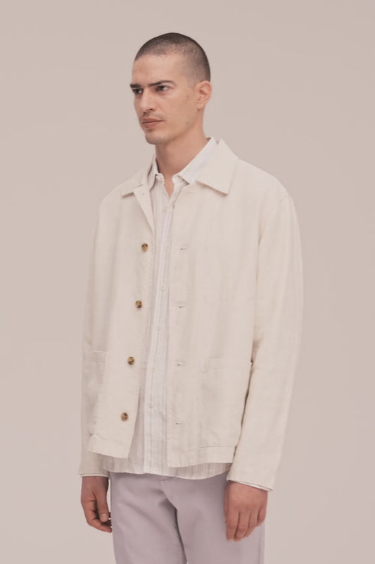 Morgan Jacket Unlined Linen Hybrid - Oat