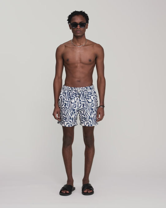 Marbling Swim Short - Blue