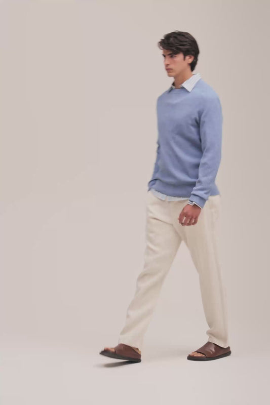 Aden Trouser Straight Leg Linen Regular Fit - Oat
